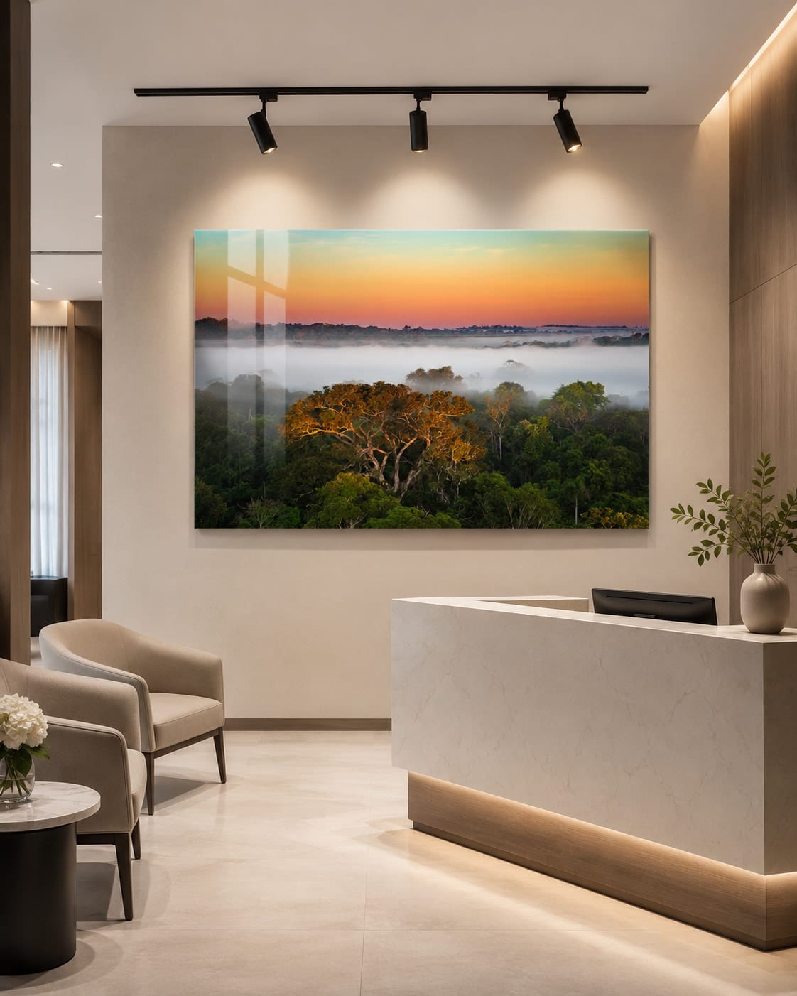 Ambientação da obra Amanhecer na Amazônia 1 em um interior (visualização 1)