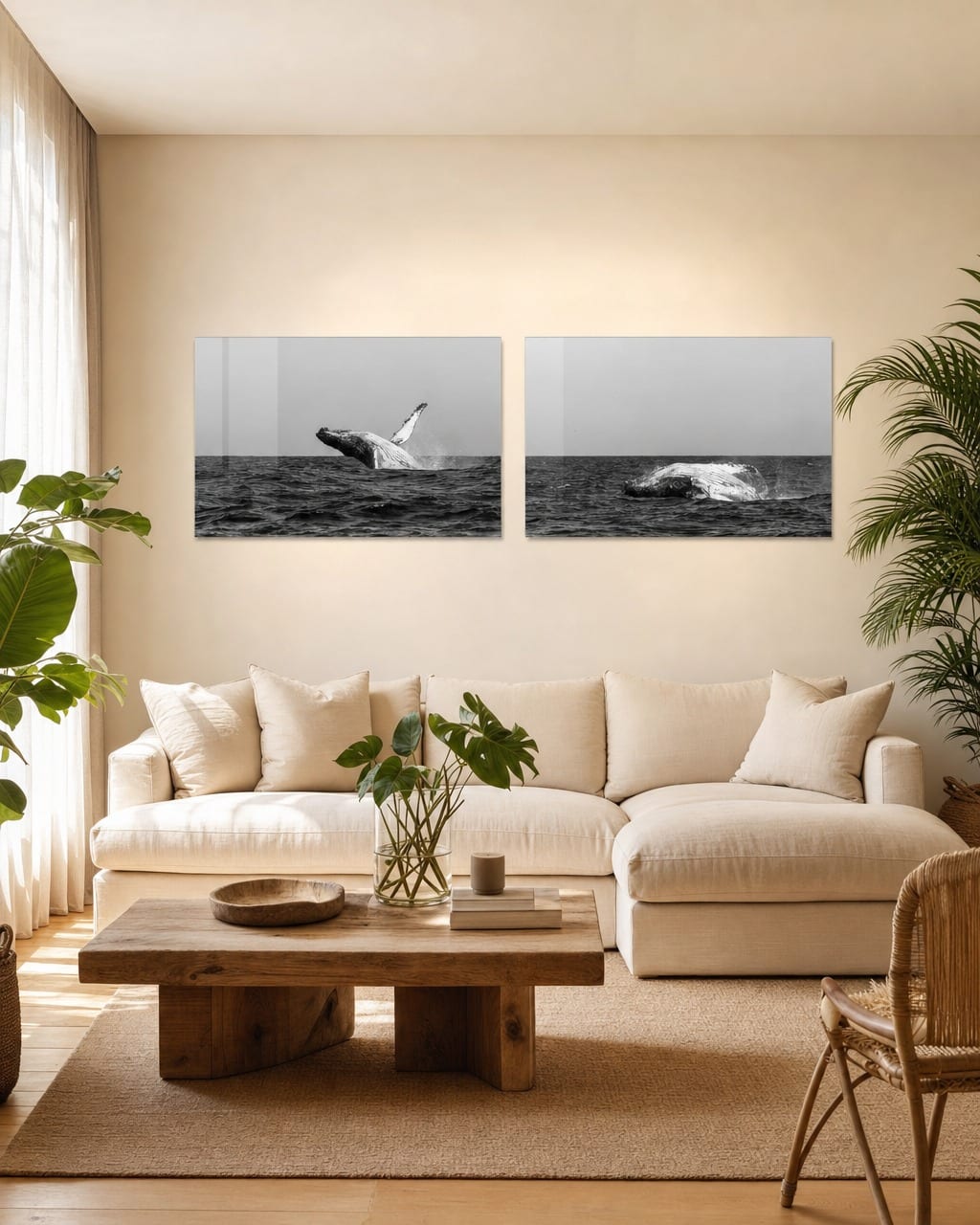 Ambientação da obra Colossos Acrobatas B&W III em um interior (visualização 2)