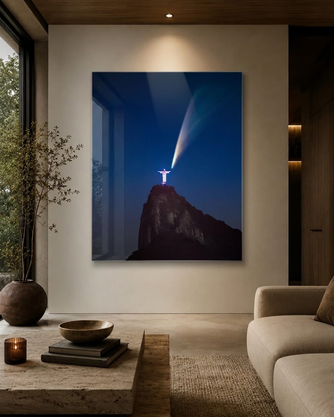 Artwork visualization of Comet and Christ in an interior (view 1)