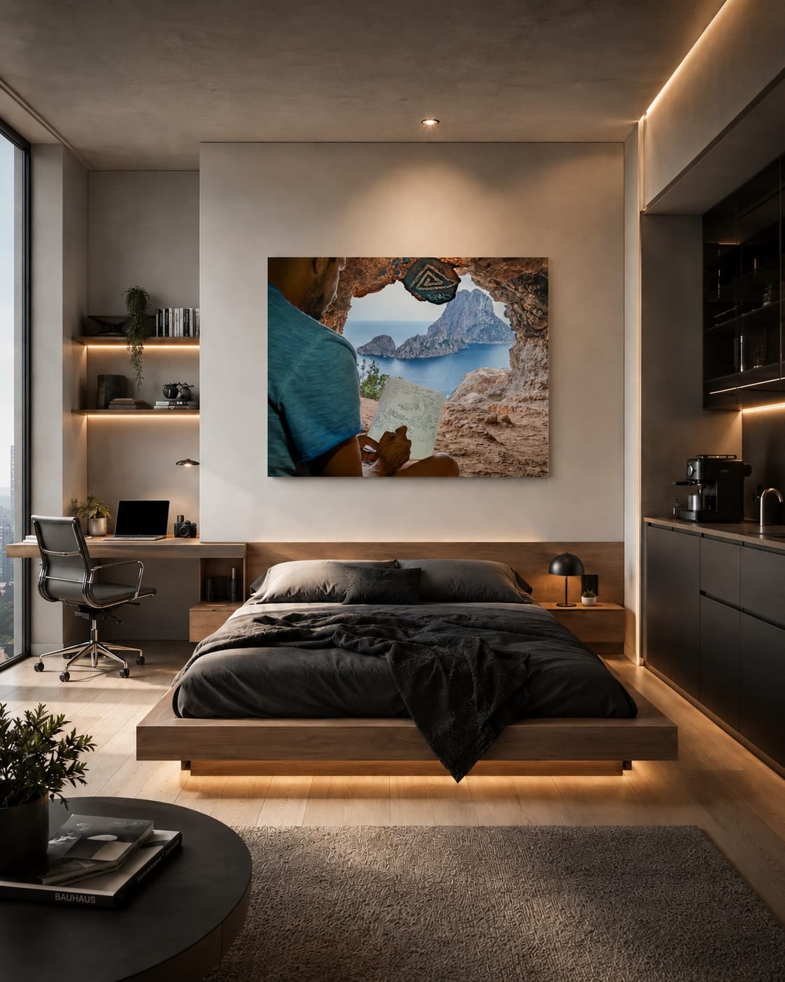 Ambientação da obra Portal de Es Vedrà - Meta-Arte em um interior (visualização 1)