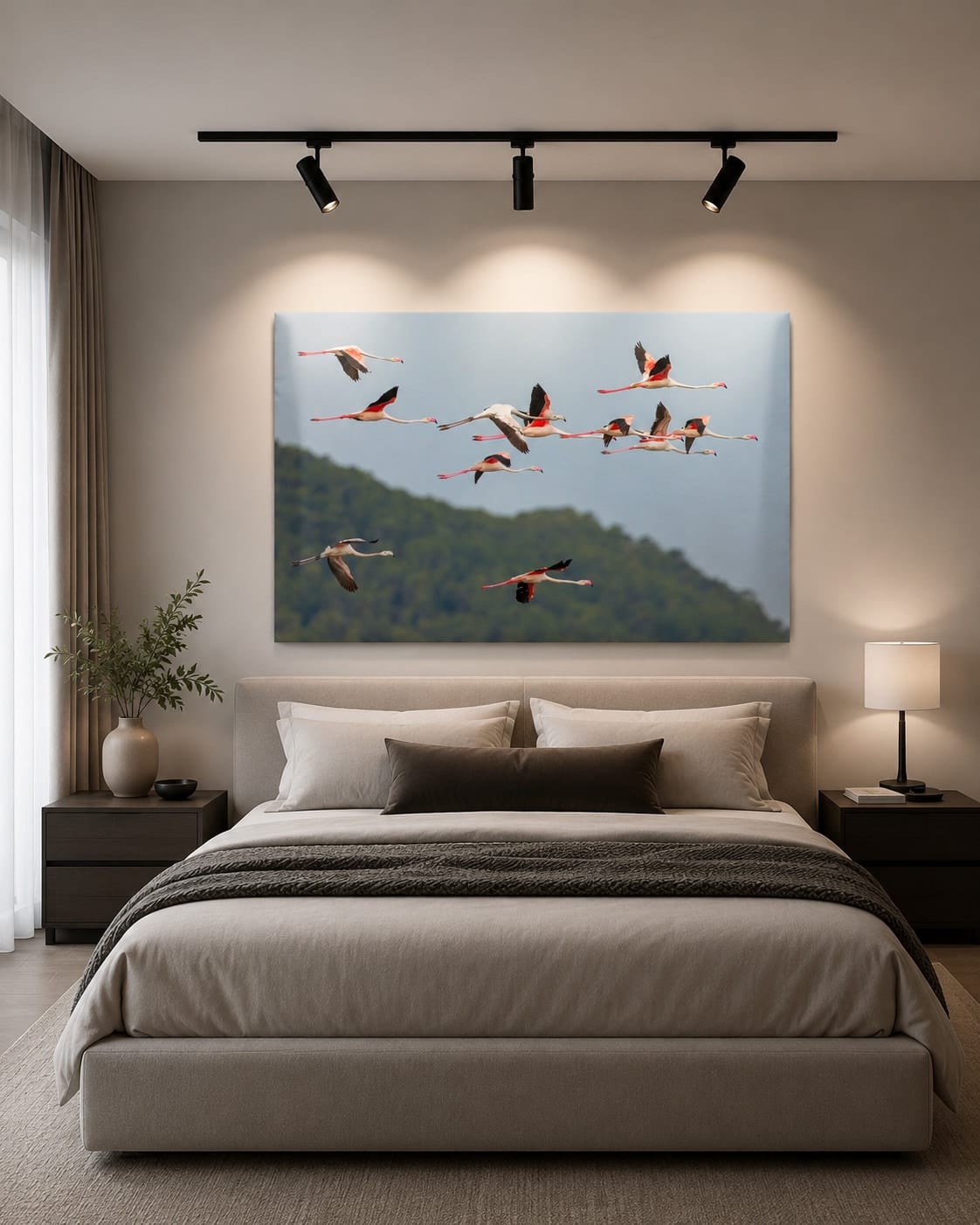 Ambientação da obra Flamingos de Ibiza 3 em um interior (visualização 1)