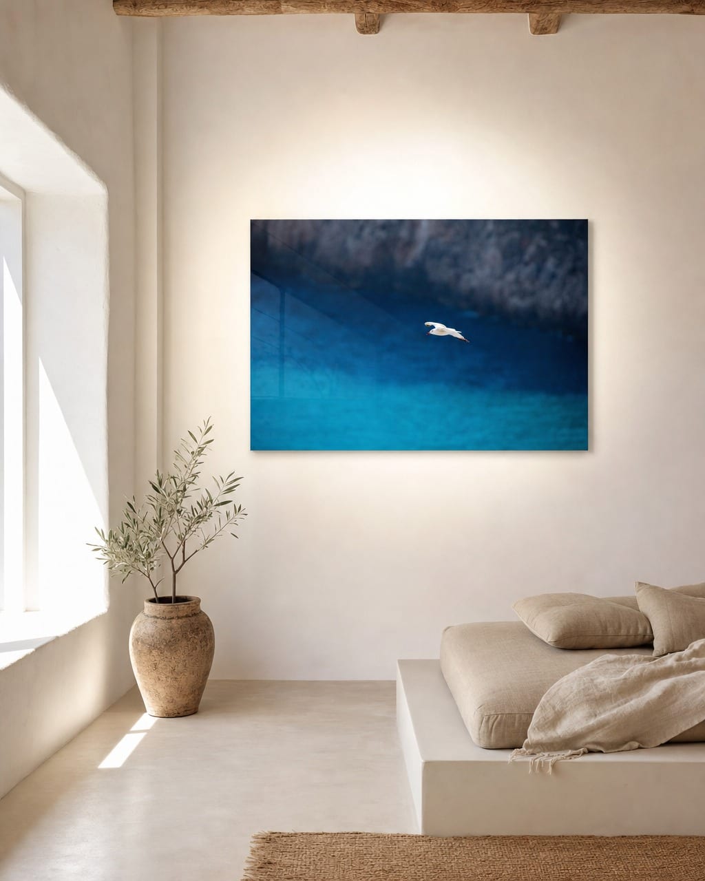Ambientação da obra Esperança Sobre Azul em um interior (visualização 1)