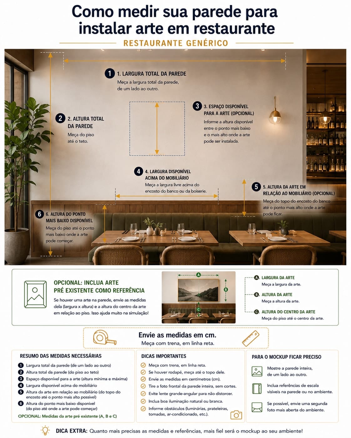Infográfico de medição do ambiente: Restaurante