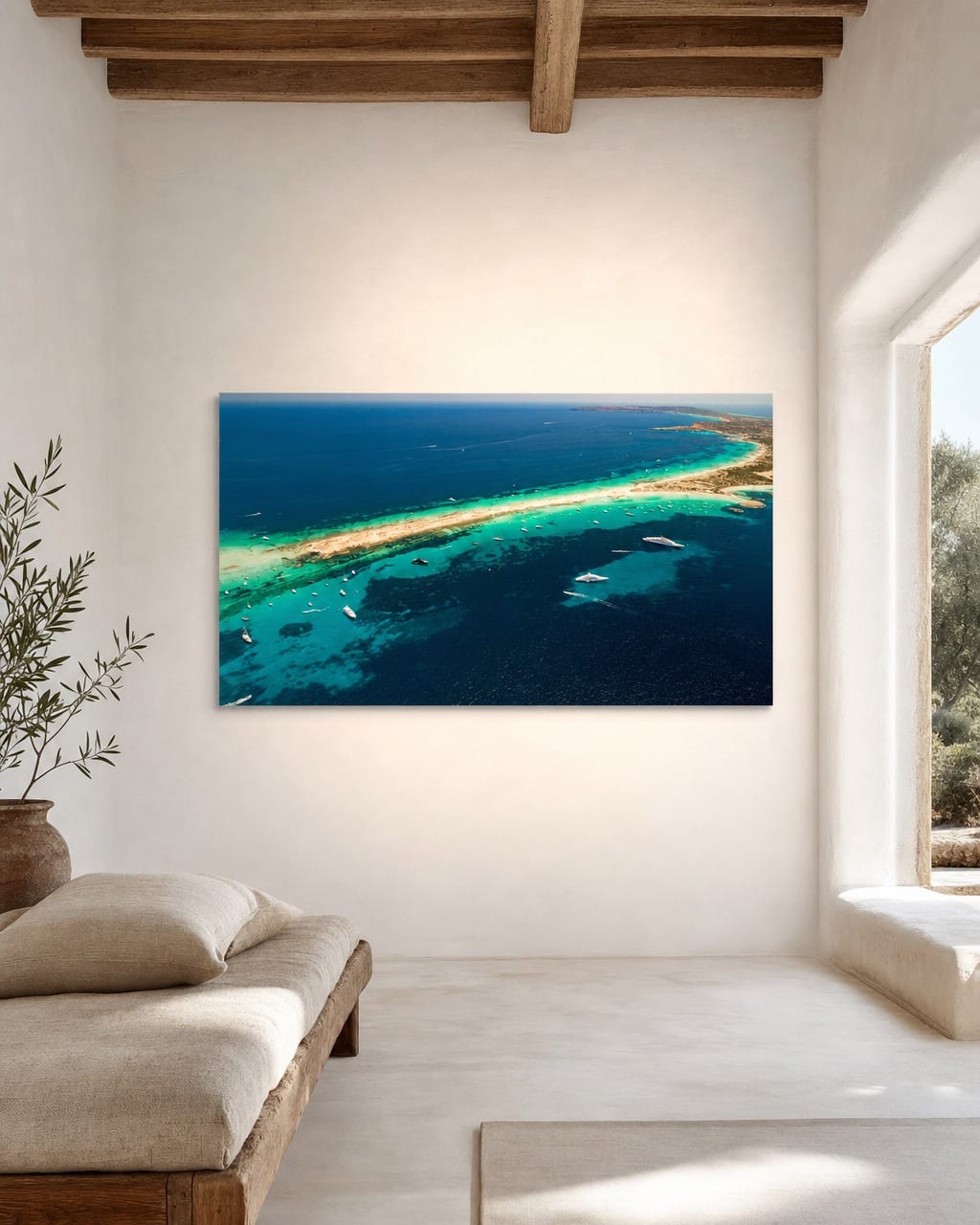 Ambientação da obra Azul Illetes em um interior (visualização 1)
